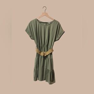 Women’s Elegant Green Dress with Belt